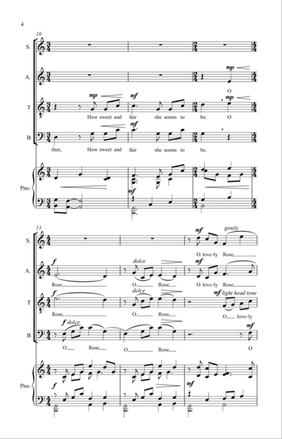 Go, Lovely Rose 4-Part scores gallery preview page 8