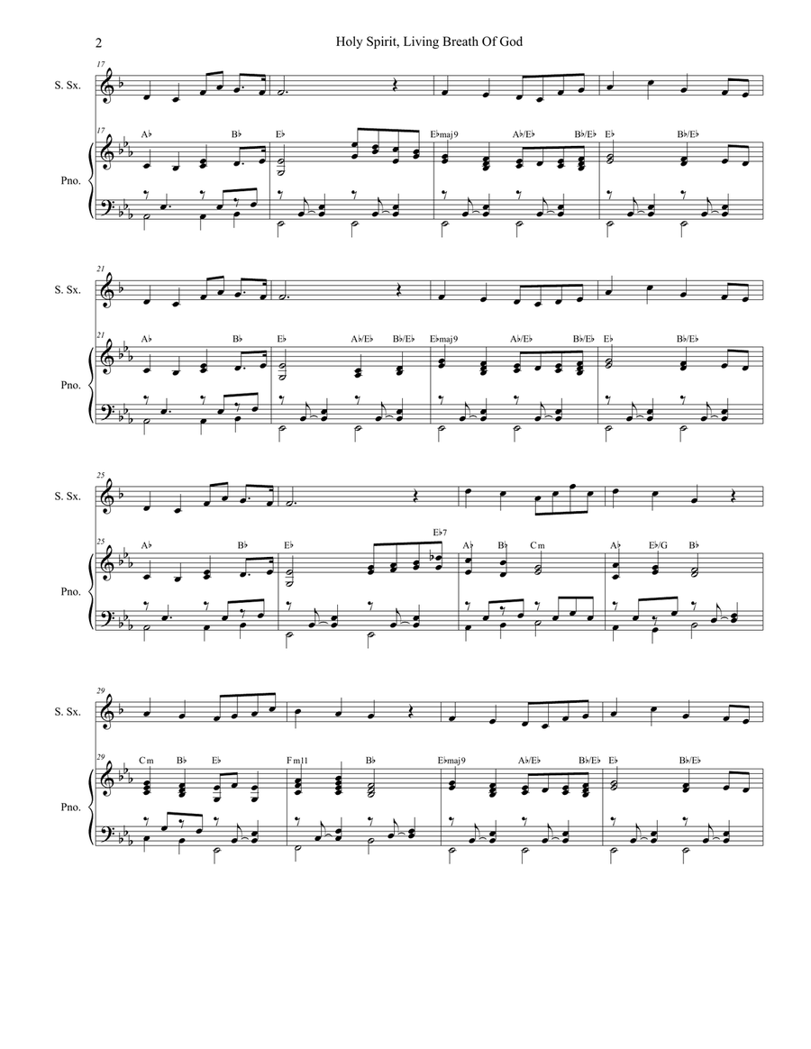 Holy Spirit, Living Breath Of God Soprano Saxophone scores gallery preview page 2