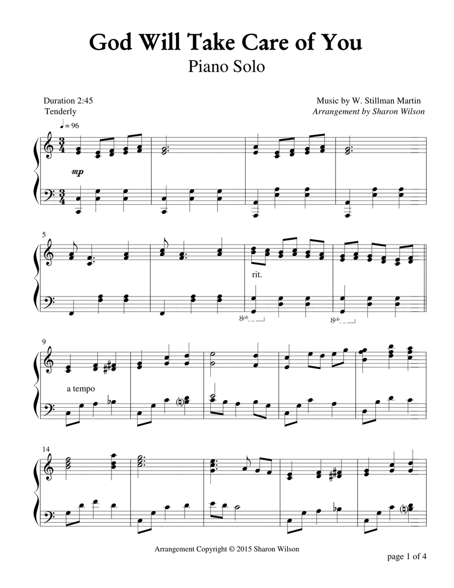 God Will Take Care of You Piano Solo scores gallery preview page 1