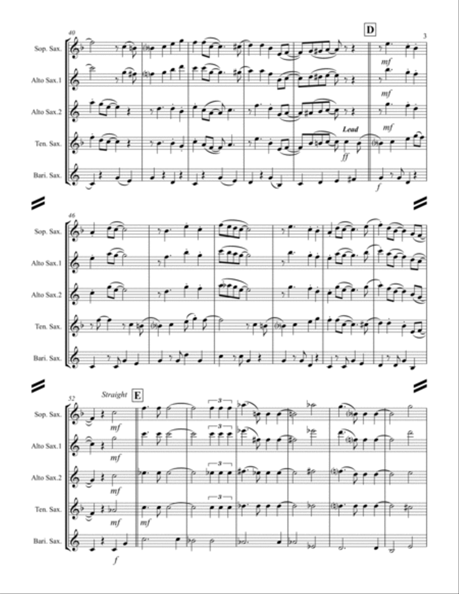 Cheek To Cheek Saxophone Quintet scores gallery preview page 4