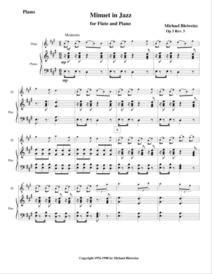 Minuet in Jazz for Flute and Piano Flute Solo scores gallery preview page 2