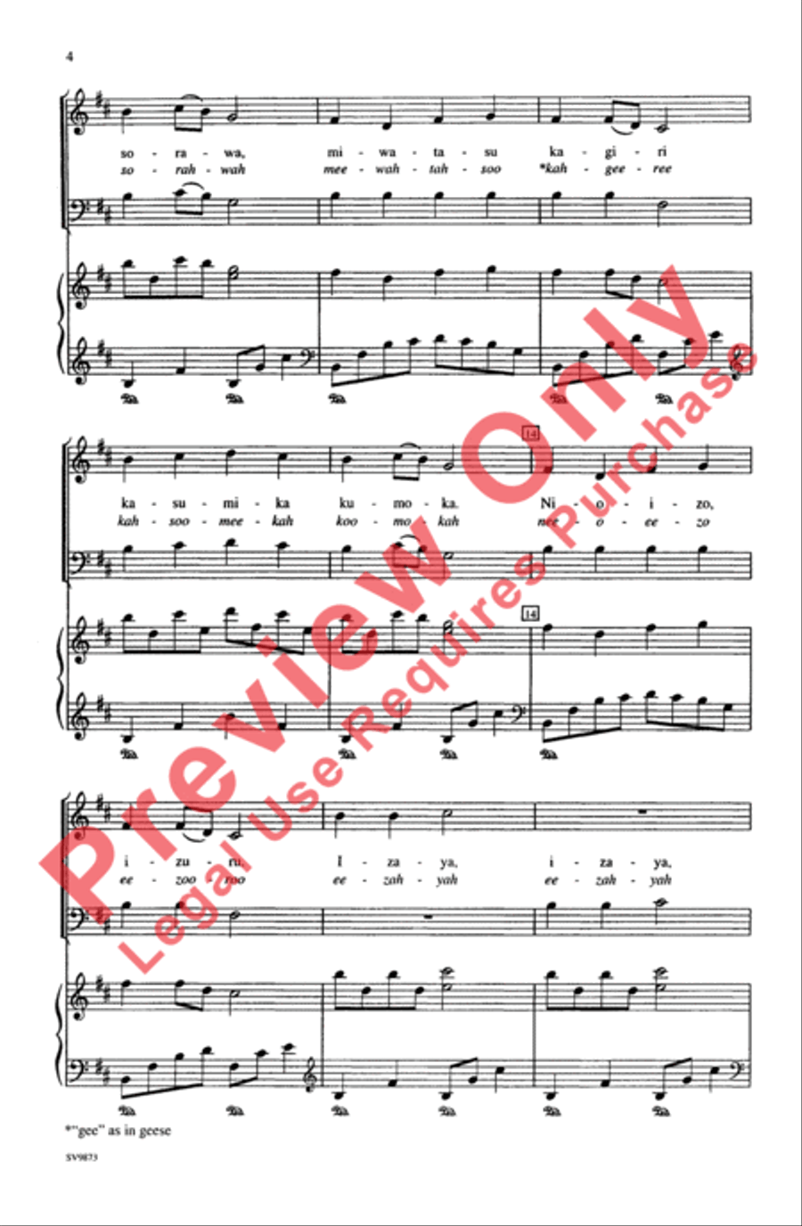Sakura (Japanese Folk Song) 4-Part scores gallery preview page 4