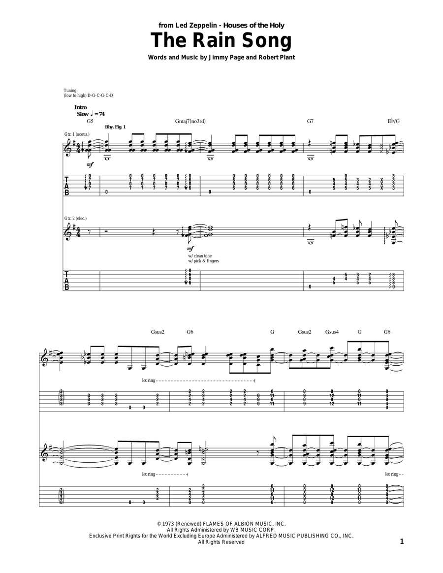 The Rain Song Acoustic Guitar scores gallery preview page 1