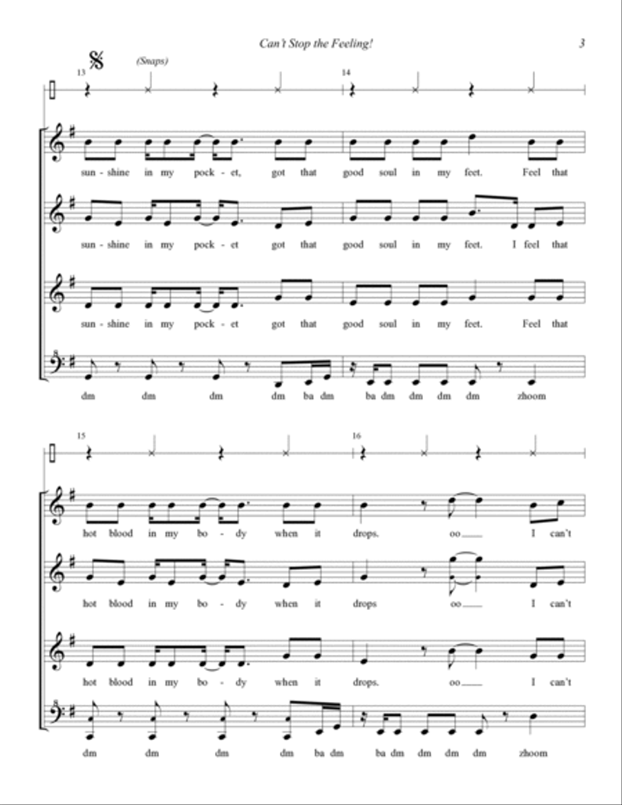 Can't Stop the Feeling! (arr. Aaron Dale) SSAA scores gallery preview page 3