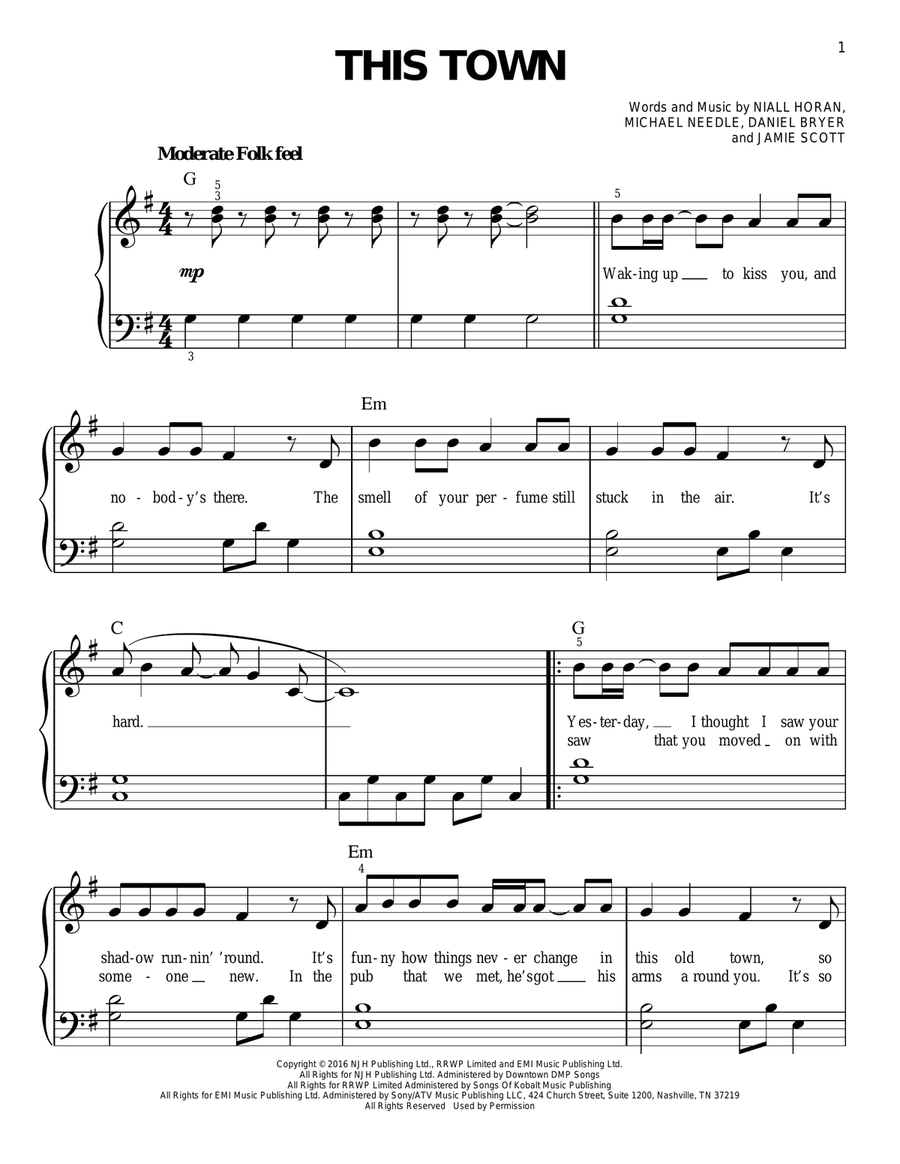 This Town This Town Easy Piano scores gallery preview page 1