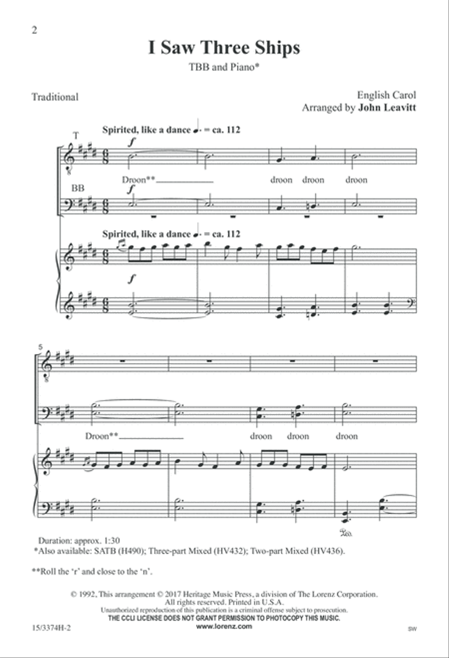 I Saw Three Ships I Saw Three Ships 3-Part scores gallery preview page 2