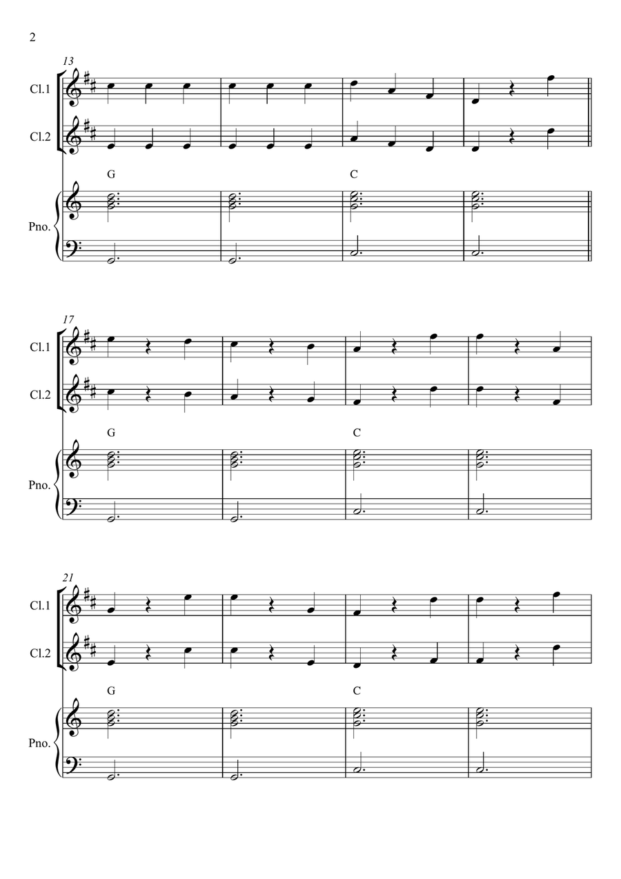 Chopsticks Chopsticks Clarinet Duet scores gallery preview page 2