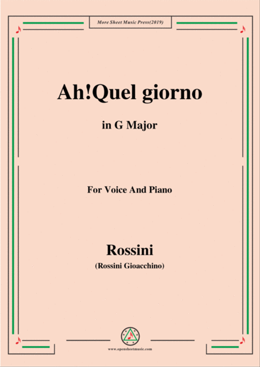Rossini-Ah!Quel giorno,from 'Semiramide',in G Major,for Voice and Piano Voice Solo scores gallery preview page 1