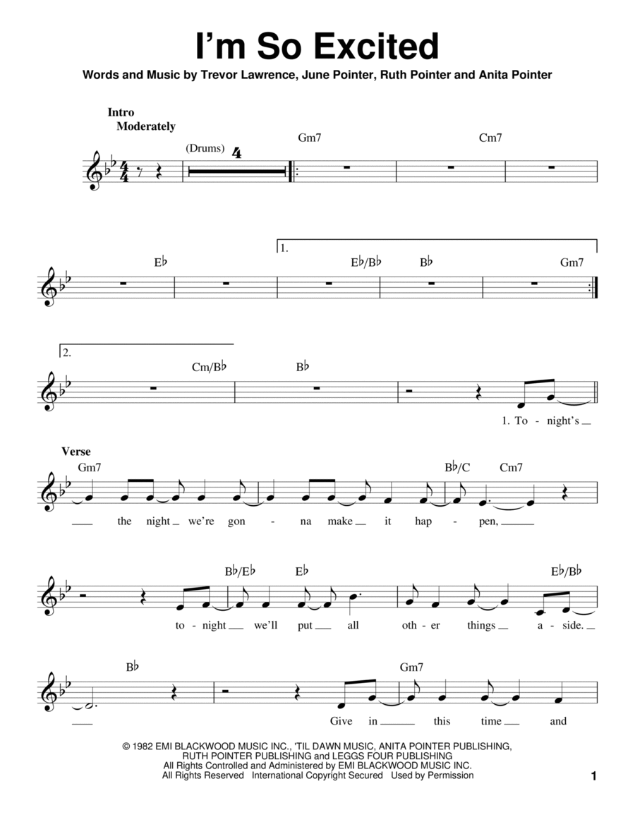 I'm So Excited Voice scores gallery preview page 1