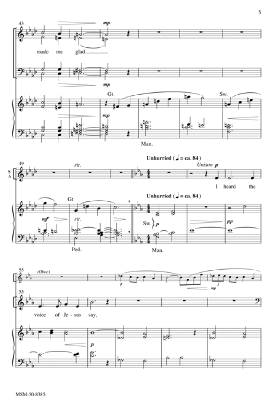 I Heard the Voice of Jesus Say 4-Part scores gallery preview page 5