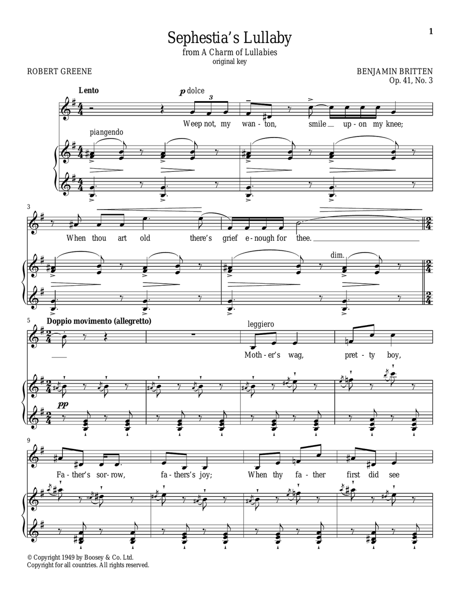 Sephestia's Lullaby Sephestia's Lullaby Mezzo-Soprano Voice scores gallery preview page 1