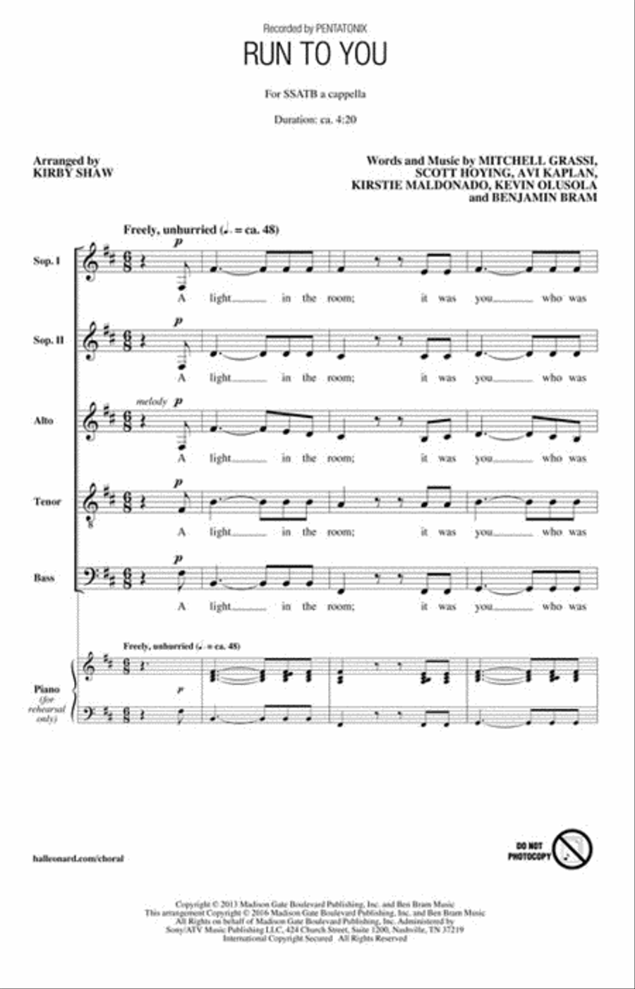 Run to You SSATB scores gallery preview page 2