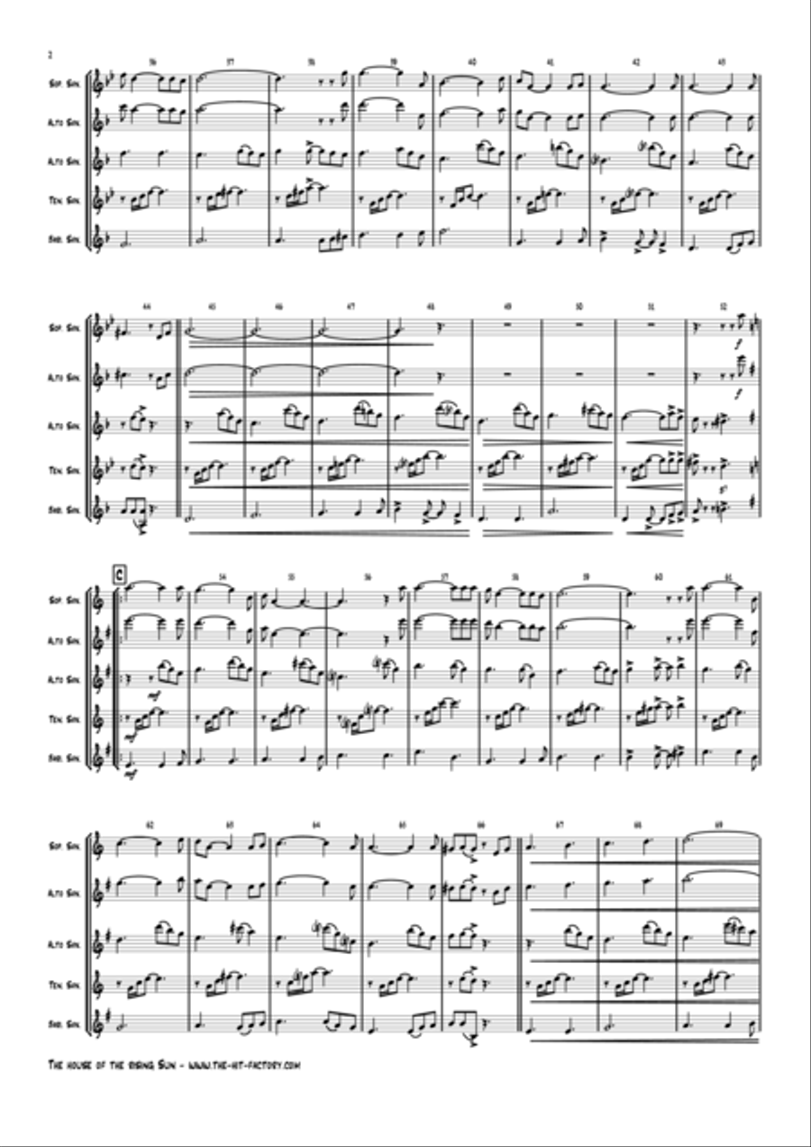 The House Of The Rising Sun Woodwind Quartet scores gallery preview page 3