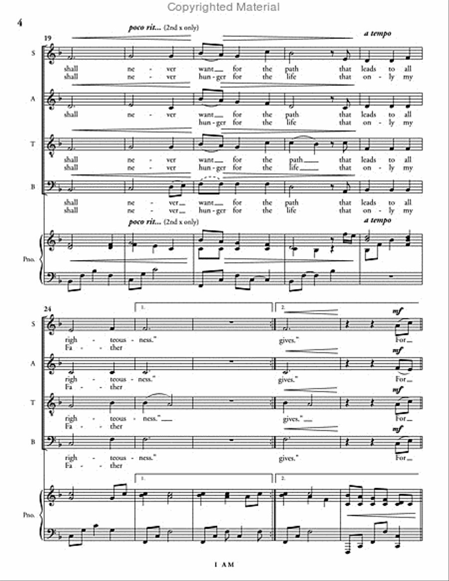 I Am (choral score) I Am (choral score) 4-Part scores gallery preview page 4