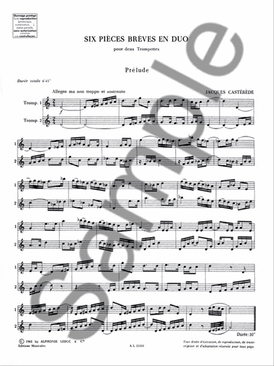 6 Pieces Breves En Duo (trumpets 2) Brass Duet scores gallery preview page 2