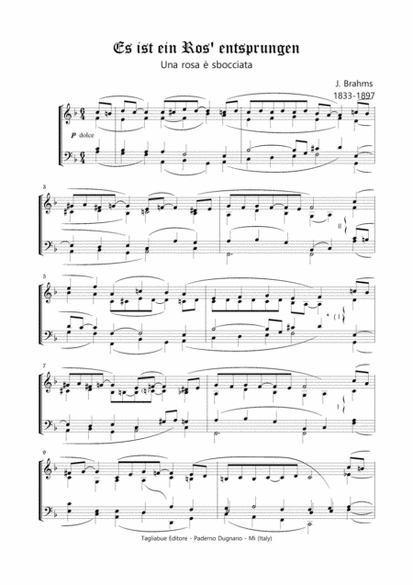 PASTORALE - Es ist ein Ros' entsprungen - J. Brahms - For Organ image number null
