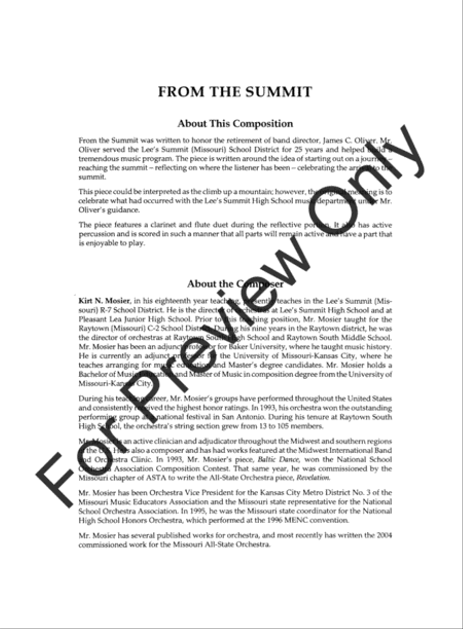 From The Summit (Score) Concert Band scores gallery preview page 3