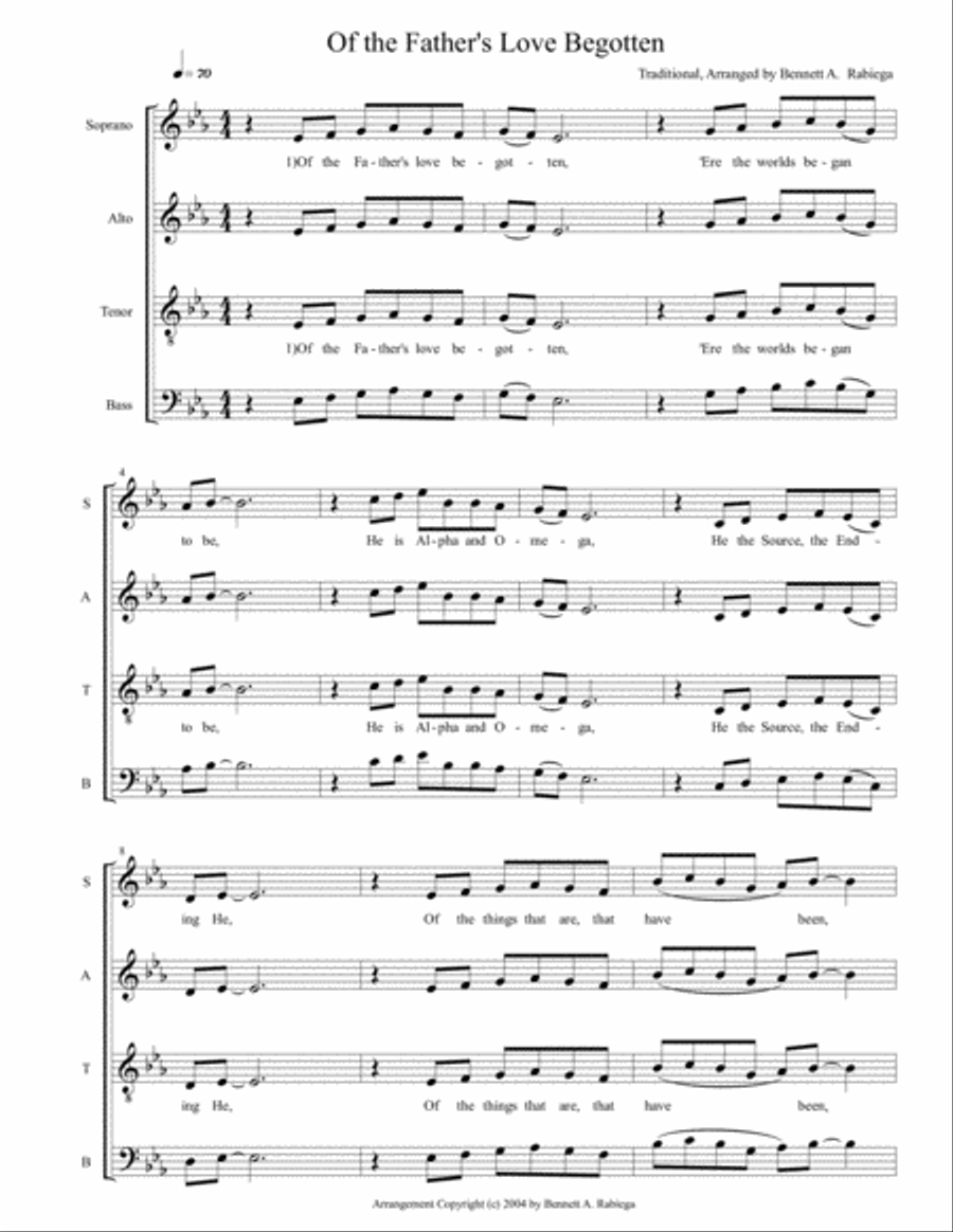 Of the Father's Love Begotten 4-Part scores gallery preview page 2