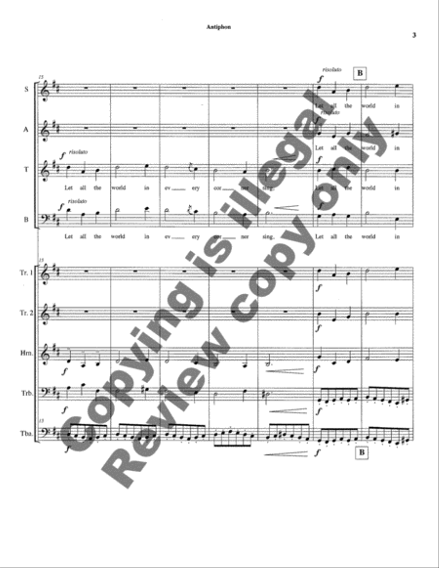 Antiphon (score & instrumental parts for Brass Quintet) Choir scores gallery preview page 10