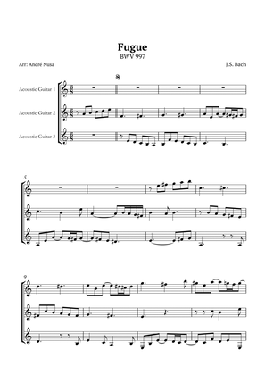 Fugue BWV 997 for guitar trio