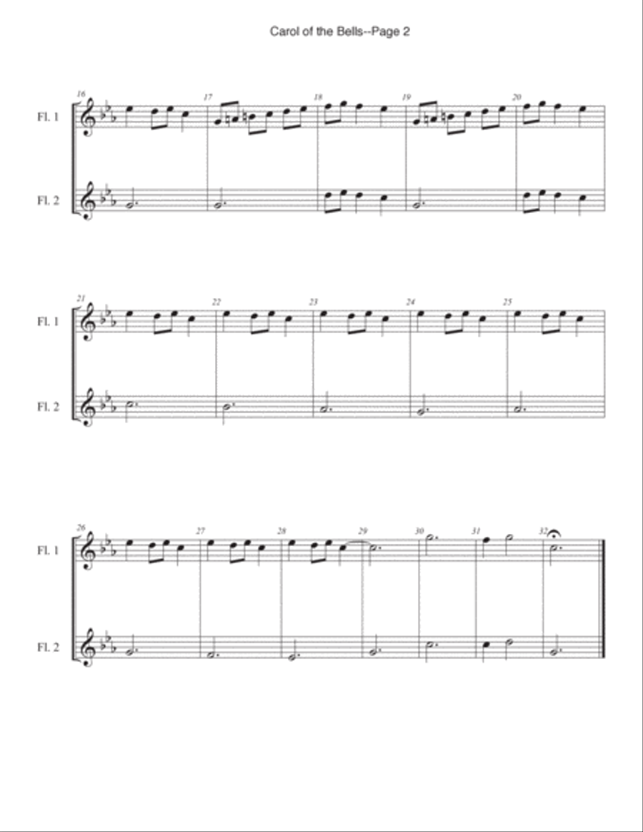 Carol of the Bells- Flute Woodwind Ensemble scores gallery preview page 3