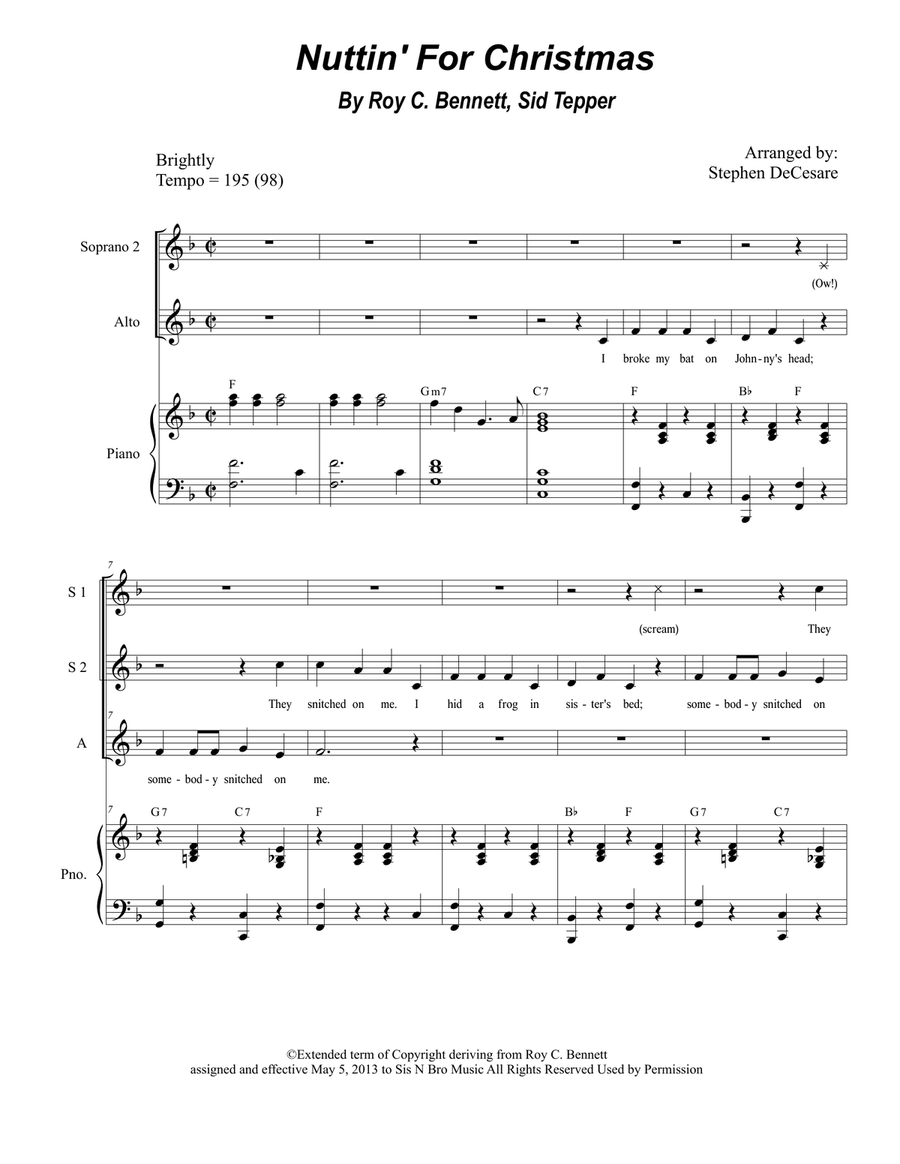 Nuttin' For Christmas Nuttin' For Christmas SSA scores gallery preview page 1