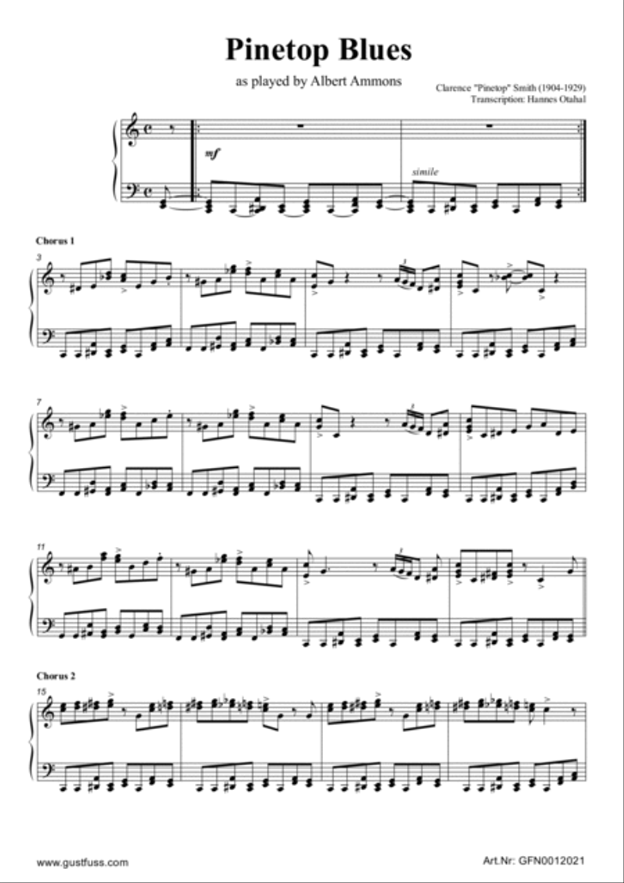 Pinetop Blues (Albert Ammons Transcription) Piano Solo scores gallery preview page 2