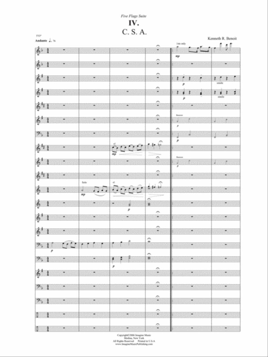 C.S.A. (Five Flags Suite) Concert Band scores gallery preview page 2
