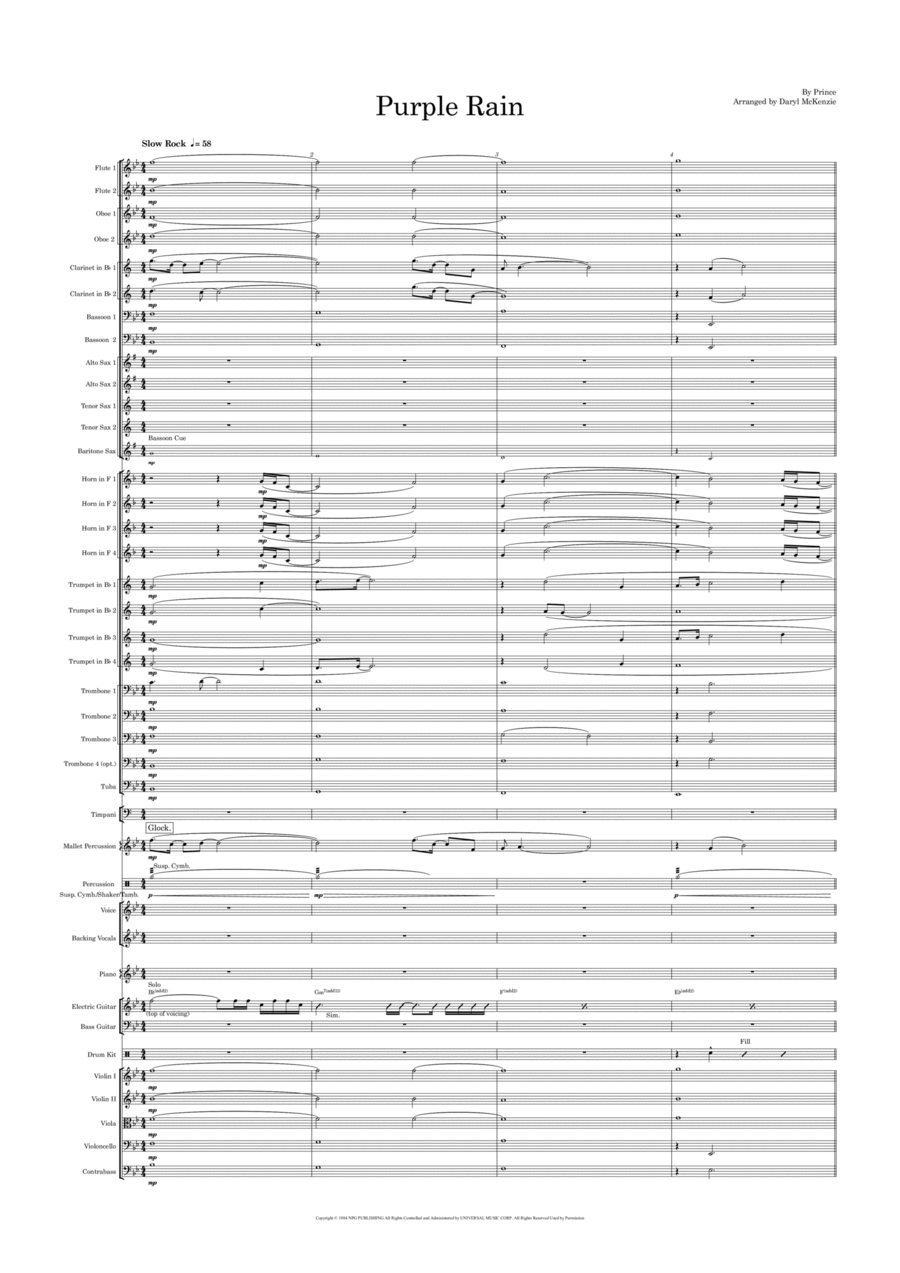 Purple Rain Full Orchestra scores gallery preview page 1