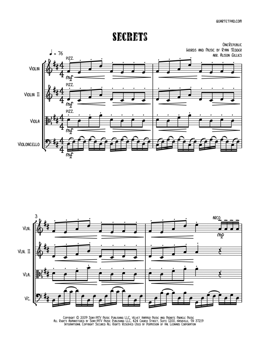 Secrets String Trio scores gallery preview page 1
