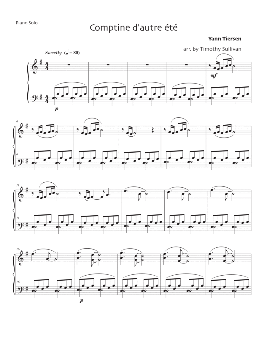 Comptine D'un Autre Été: L'après-midi Piano Method scores gallery preview page 1
