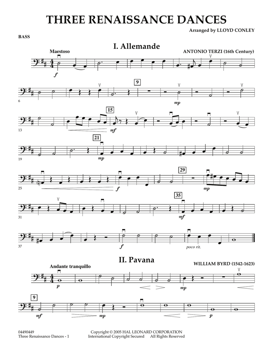Three Renaissance Dances - Bass Orchestra scores gallery preview page 1