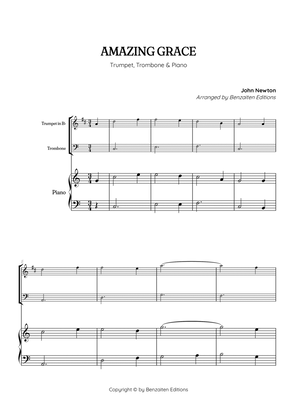 Amazing Grace • super easy trumpet and trombone sheet music with piano accompaniment