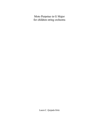 Book cover for Moto Perpetuo in G Major, for children string orchestra. SCORE & PARTS.