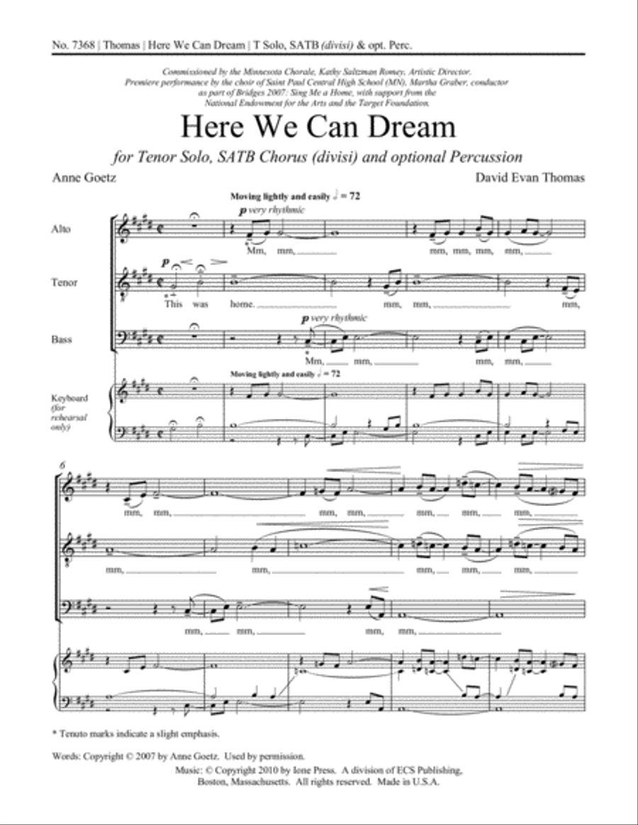 Here We Can Dream (Choral Score) Divisi scores gallery preview page 2