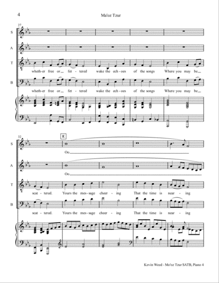 Ma'oz Tzur - Rock of Ages 4-Part scores gallery preview page 4