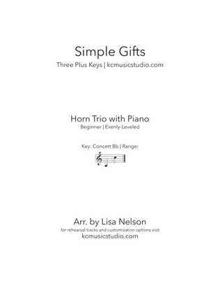 Simple Gifts - French Horn Trio with Piano Accompaniment