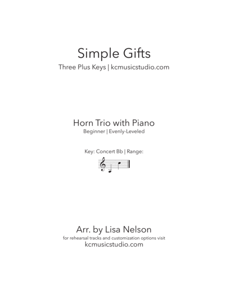 Simple Gifts - French Horn Trio with Piano Accompaniment image number null