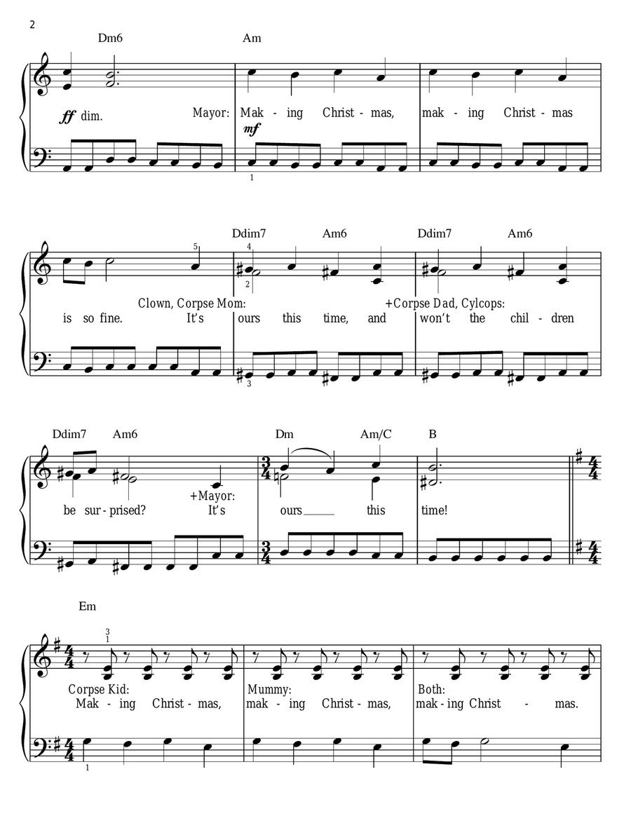 Making Christmas (from The Nightmare Before Christmas) Easy Piano scores gallery preview page 2
