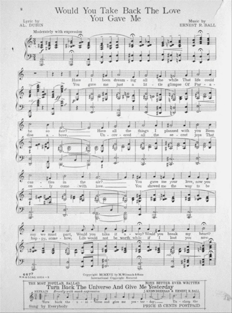 Would You Take Back the Love You Gave Me. Ballad Voice scores gallery preview page 2