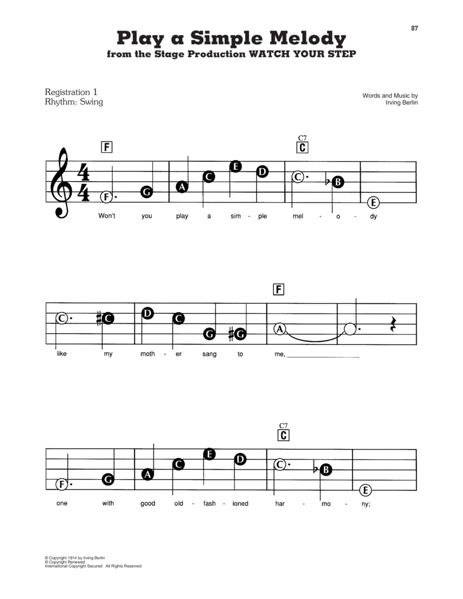 Play A Simple Melody Electronic Keyboard scores gallery preview page 1