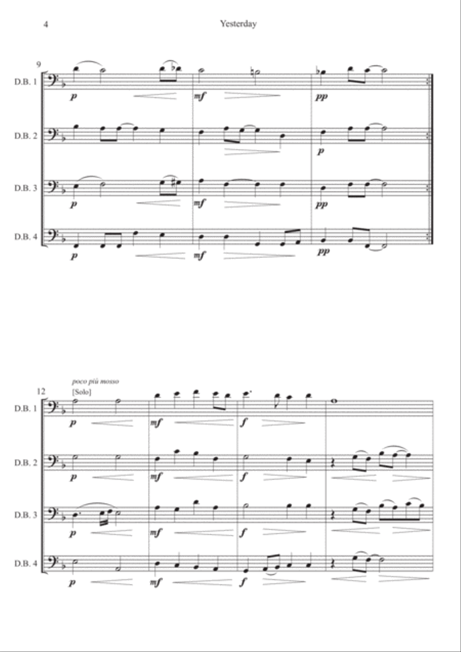 Yesterday Yesterday String Quartet scores gallery preview page 4