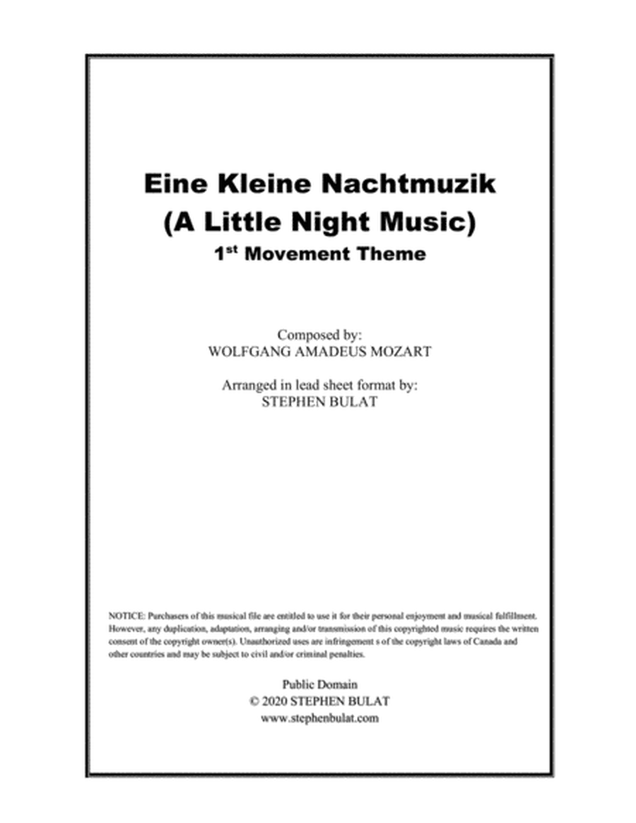 Eine Kleine Nachtmusik (Mozart) - Lead sheet in original key of G