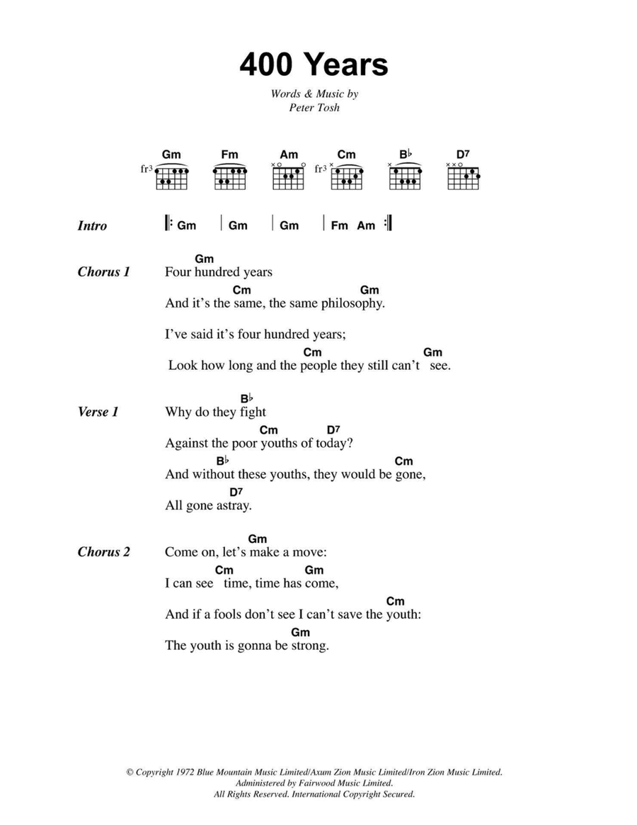 400 Years 400 Years Easy Guitar scores gallery preview page 1