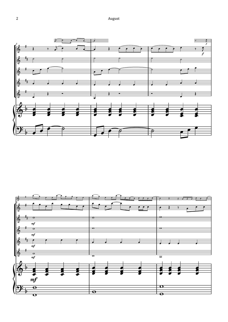 August Saxophone Quintet scores gallery preview page 2