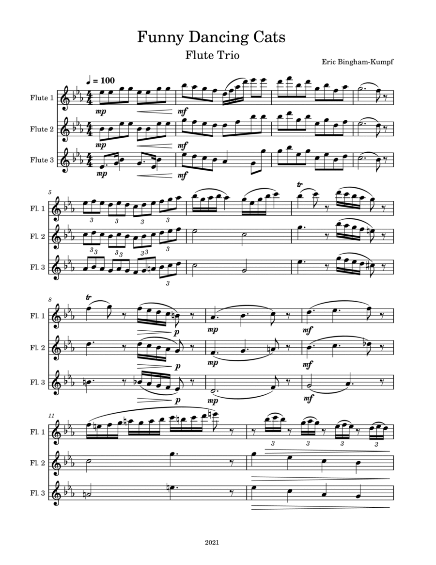 Funny Dancing Cats Woodwind Trio scores gallery preview page 1