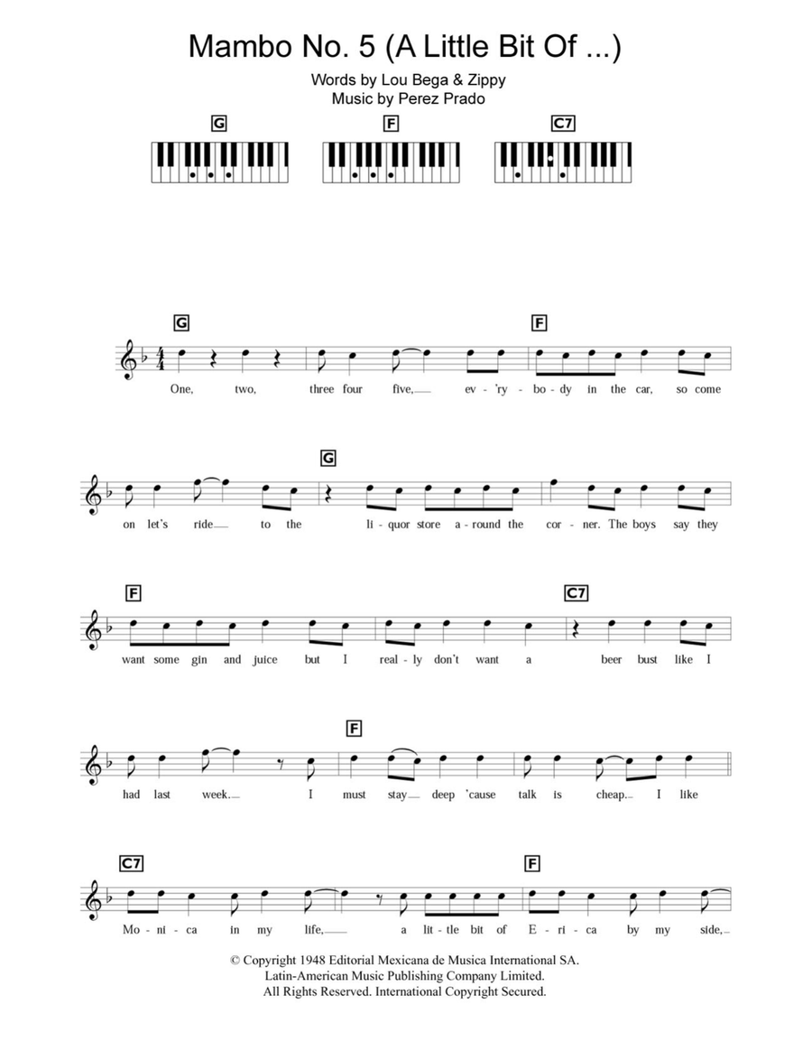 Mambo No. 5 (A Little Bit Of... ) Piano scores gallery preview page 1