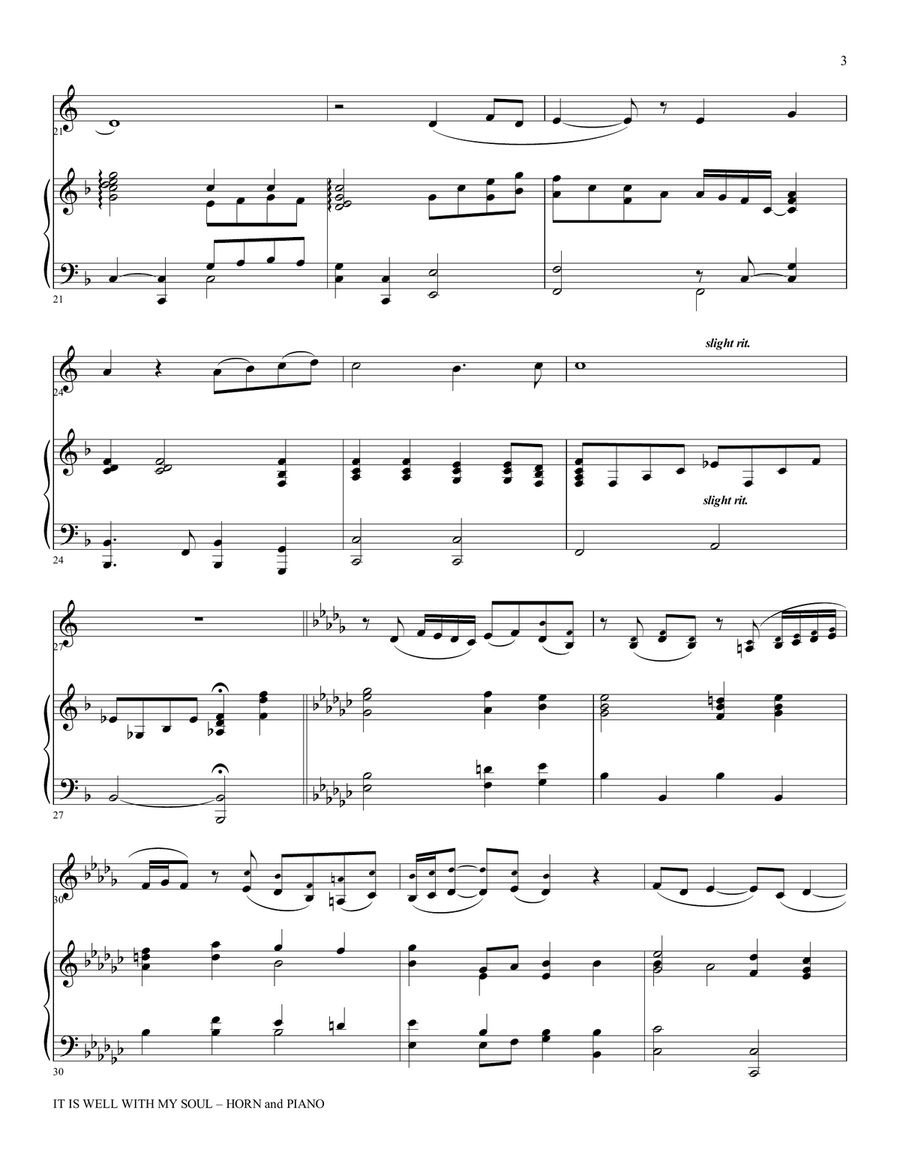 IT IS WELL WITH MY SOUL (Duet - Horn in F and Piano with Horn Part) Brass Duet scores gallery preview page 3