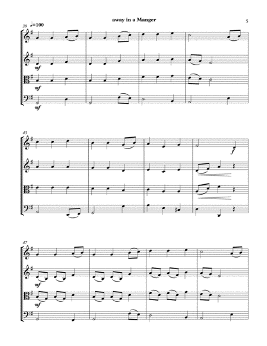 Four Christmas Songs for String Quartet String Quartet scores gallery preview page 5