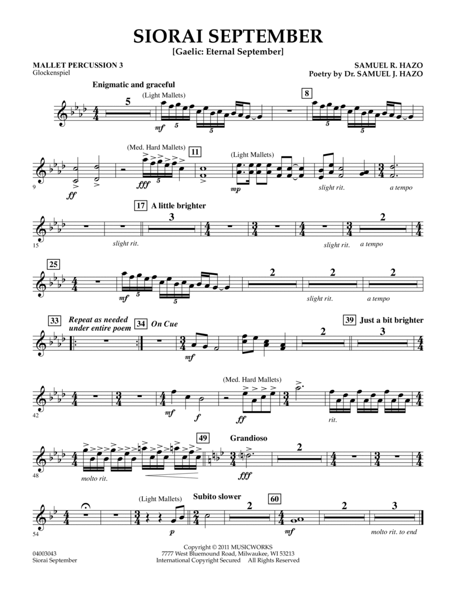 Siorai September - Mallet Percussion 3 Concert Band scores gallery preview page 1